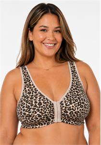 90% Cotton Front Close Bra Leopard